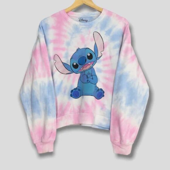 Vintage Disney Y2K Lilo Stitch Crippled Tie-dye Junior Sweater Size XS - Picture 1 of 11
